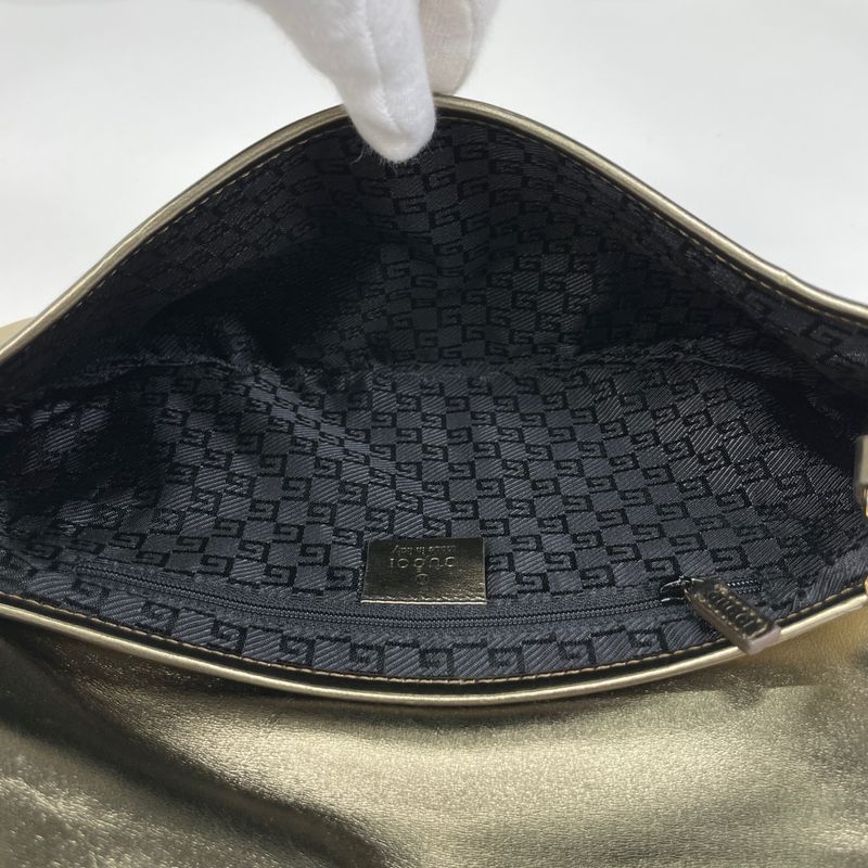 Gucci Logo Shoulder Bag Leather Gold