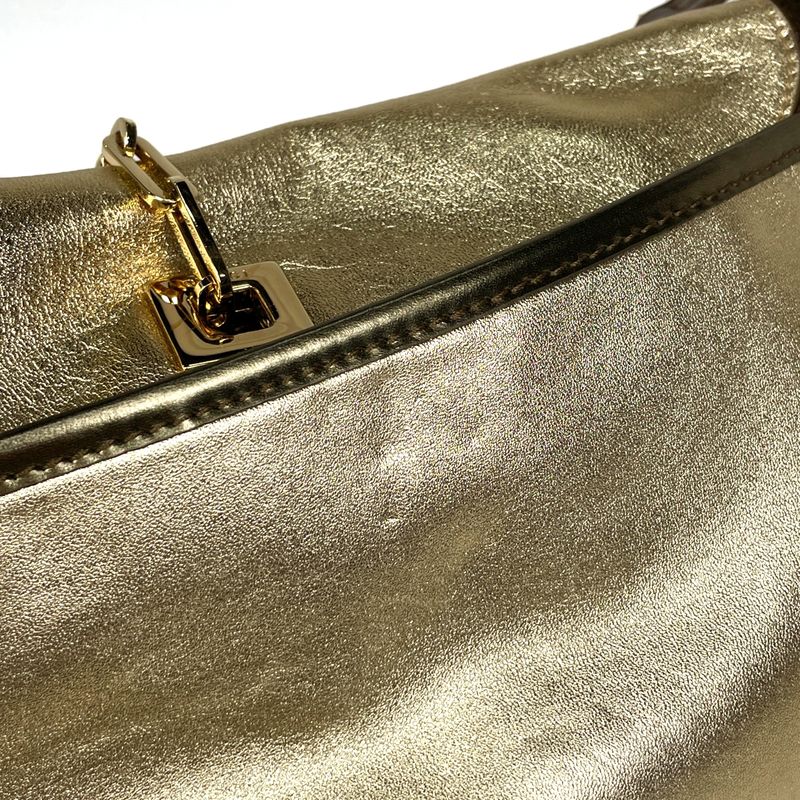 Gucci Logo Shoulder Bag Leather Gold