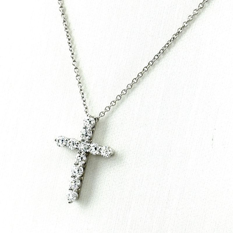 Tiffany & Co. Small Cross Necklace Platinum Pendant Melee Diamond