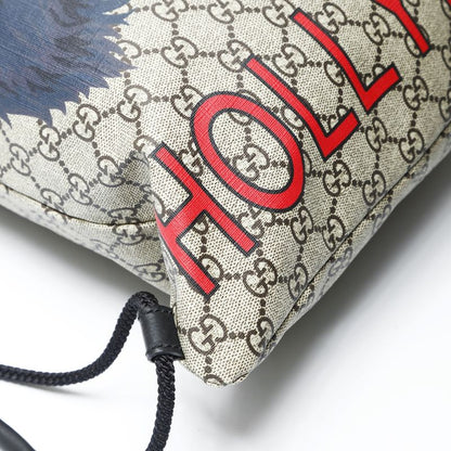 Gucci GG Supreme Drawstring Wolf Backpack
