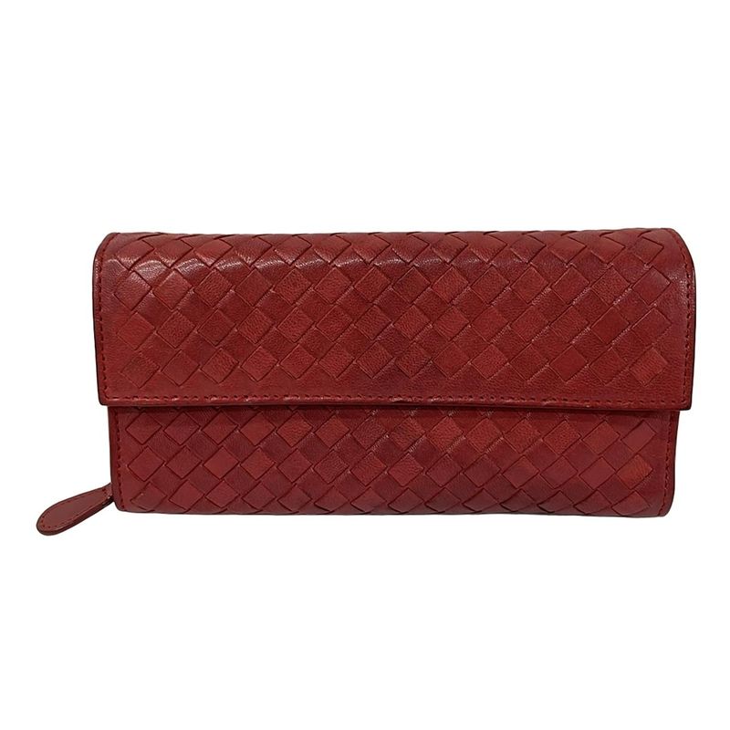 Bottega Veneta Wallet Intrecciato Red Initial Leather