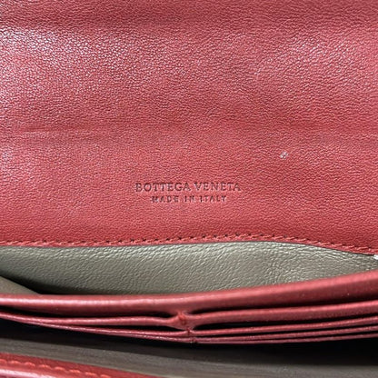 Bottega Veneta Wallet Intrecciato Red Initial Leather
