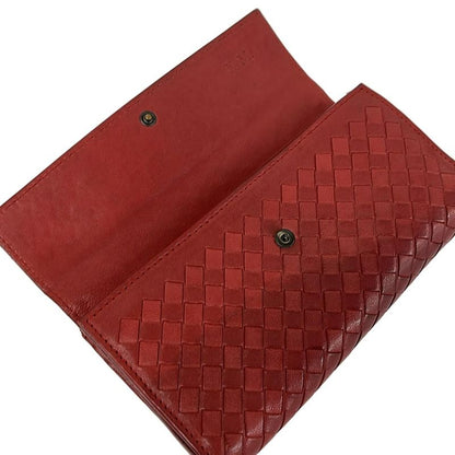 Bottega Veneta Wallet Intrecciato Red Initial Leather