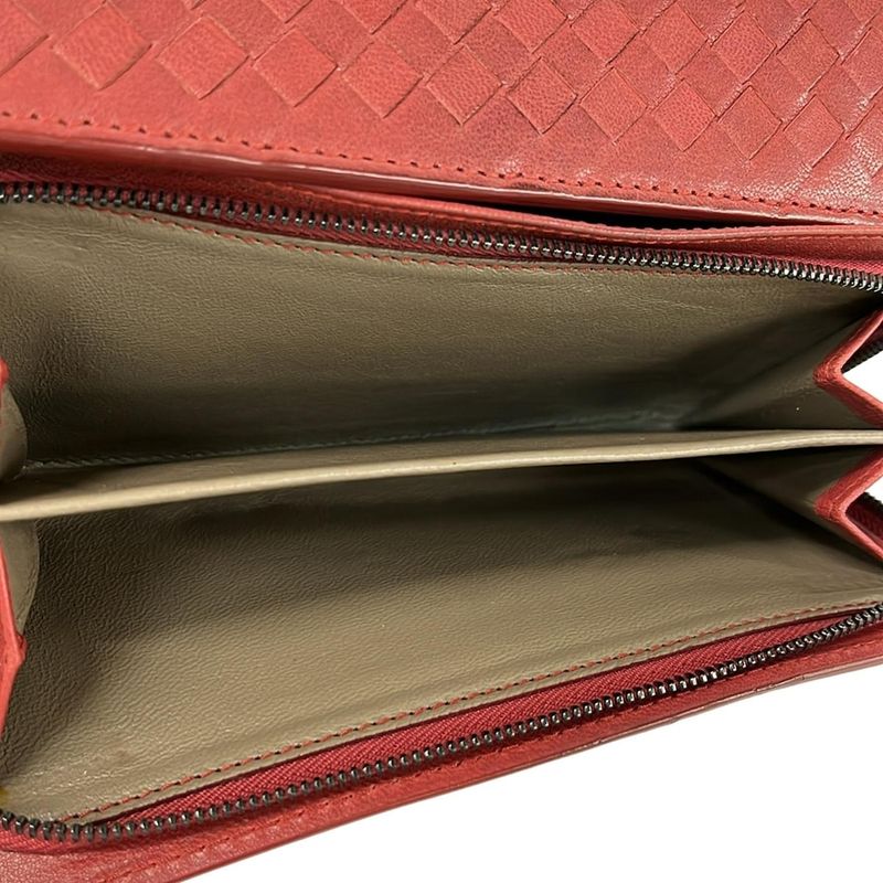 Bottega Veneta Wallet Intrecciato Red Initial Leather