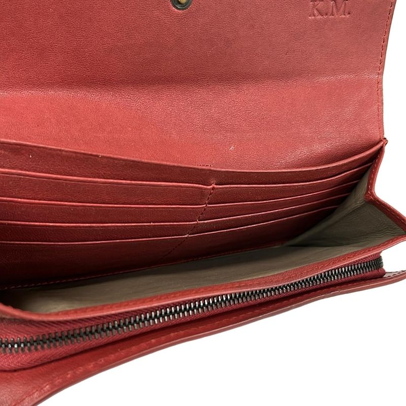 Bottega Veneta Wallet Intrecciato Red Initial Leather