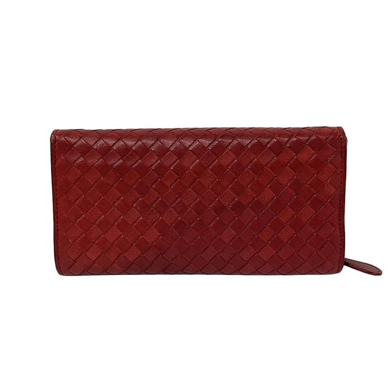 Bottega Veneta Wallet Intrecciato Red Initial Leather