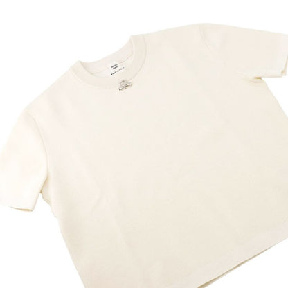 Hermes Knit Top Short Sleeve Palfrow Remix Motif Silk Cashmere 36 White Blanc-naturel