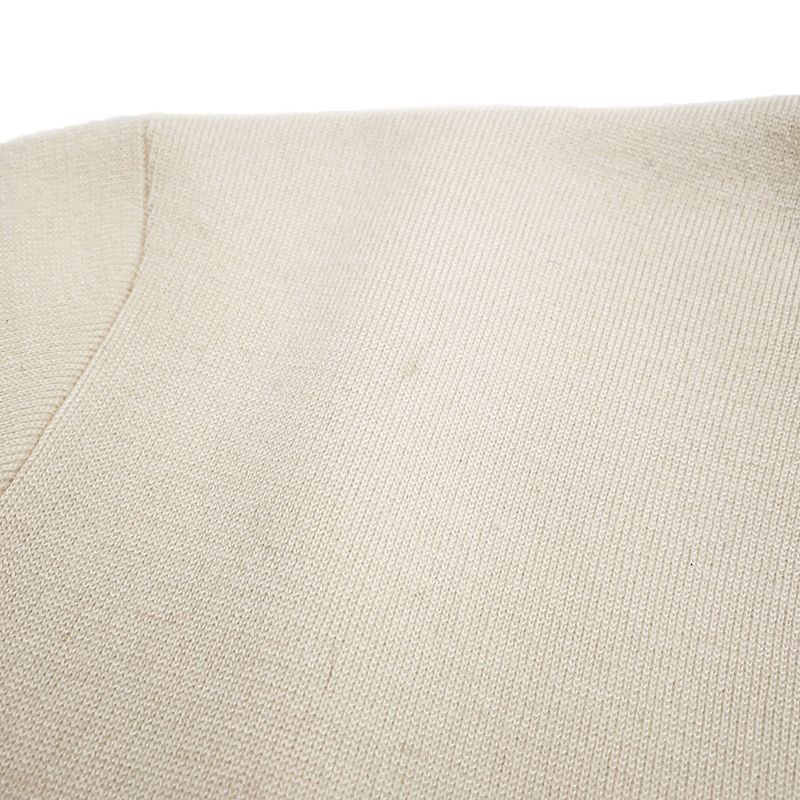 Hermes Knit Top Short Sleeve Palfrow Remix Motif Silk Cashmere 36 White Blanc-naturel