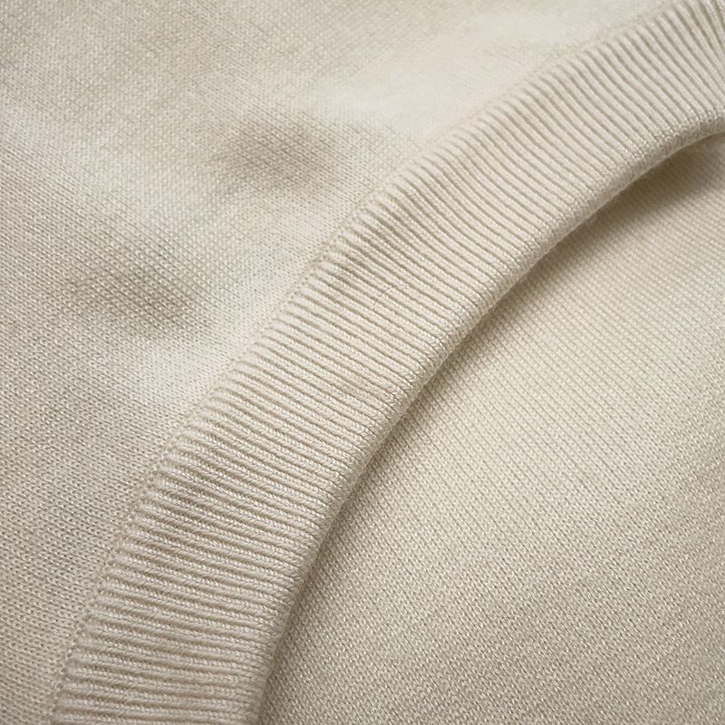 Hermes Knit Top Short Sleeve Palfrow Remix Motif Silk Cashmere 36 White Blanc-naturel
