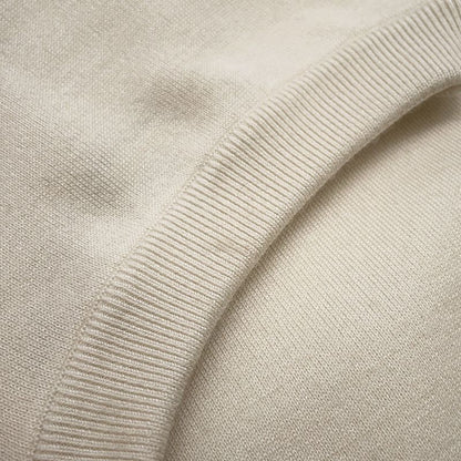 Hermes Knit Top Short Sleeve Palfrow Remix Motif Silk Cashmere 36 White Blanc-naturel