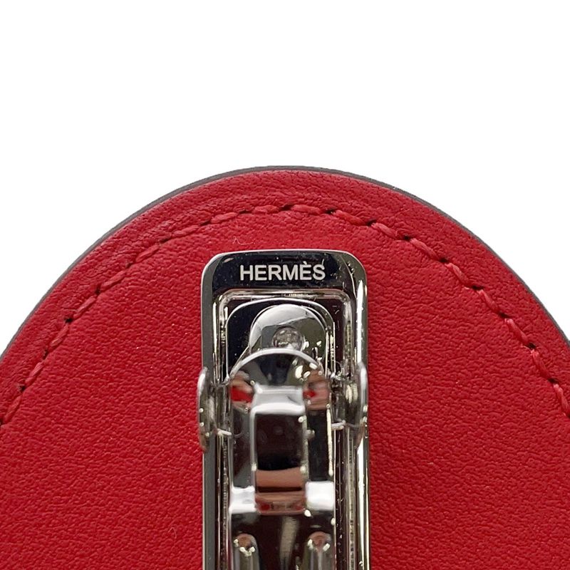 Hermes Barrette Evelyne PM Rouge Ladieu Silver Swift Hair Handbag Rouge Ladu