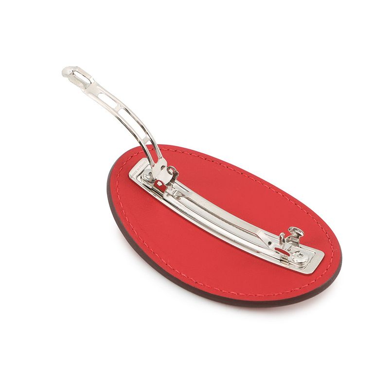 Hermes Barrette Evelyne PM Rouge Ladieu Silver Swift Hair Handbag Rouge Ladu