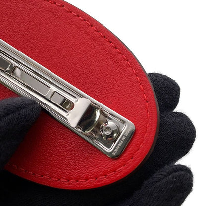 Hermes Barrette Evelyne PM Rouge Ladieu Silver Swift Hair Handbag Rouge Ladu