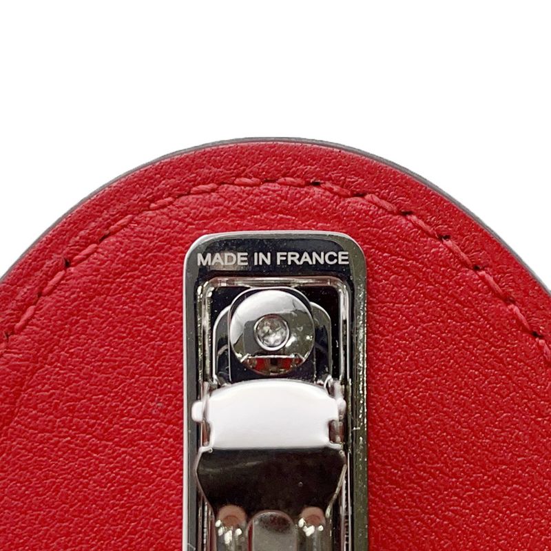 Hermes Barrette Evelyne PM Rouge Ladieu Silver Swift Hair Handbag Rouge Ladu