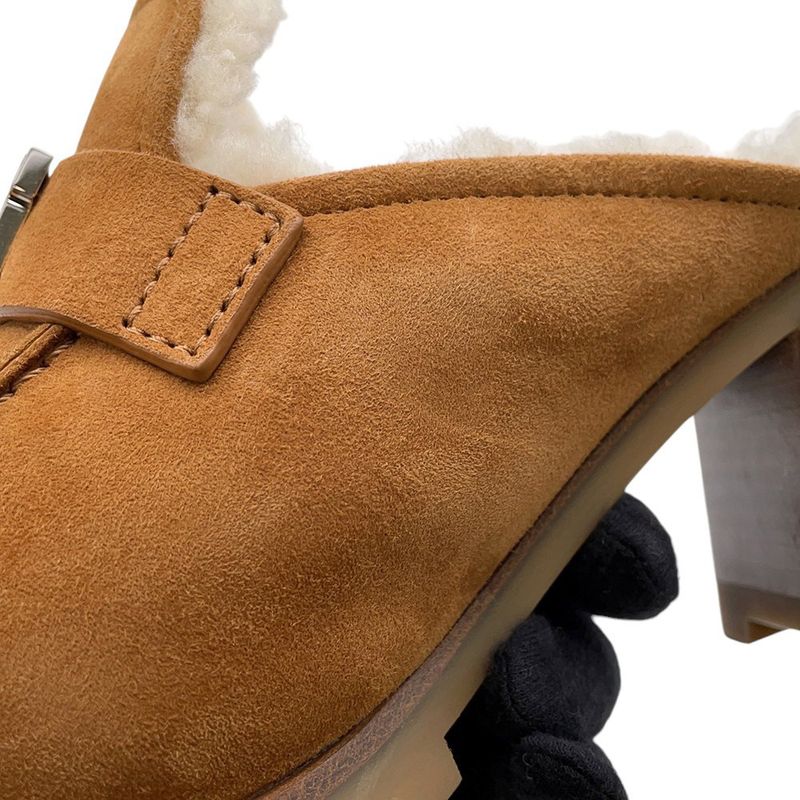 Hermes Mule Flor 60 Chevre Velour Sheepskin 37 Sandals