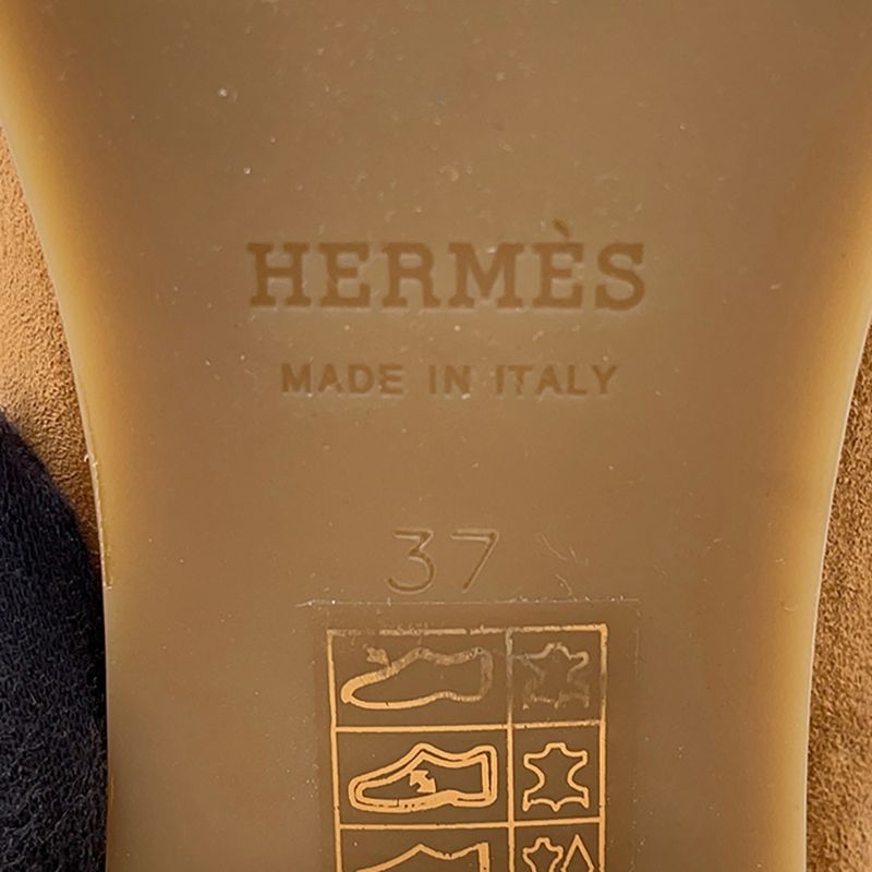 Hermes Mule Flor 60 Chevre Velour Sheepskin 37 Sandals