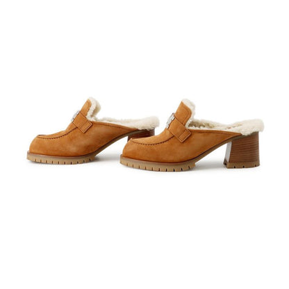 Hermes Mule Flor 60 Chevre Velour Sheepskin 37 Sandals