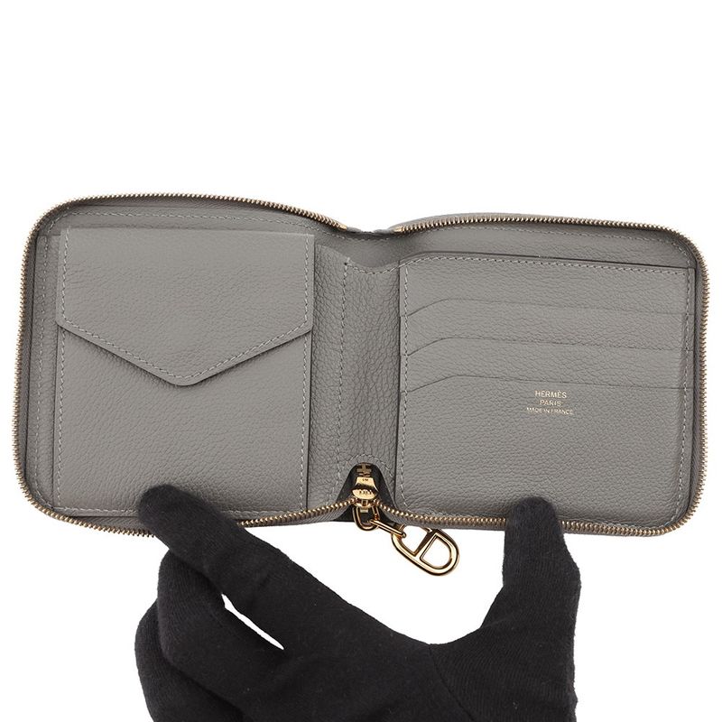 Hermes Bifold Wallet Zip Chaine D'ancre Grimeia Gold