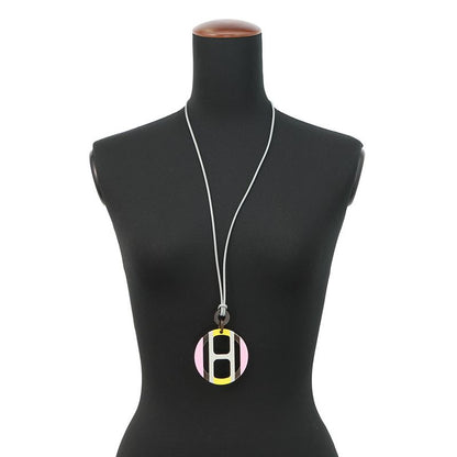 Hermes Necklace Equipe Buffalo Horn Pink Gray