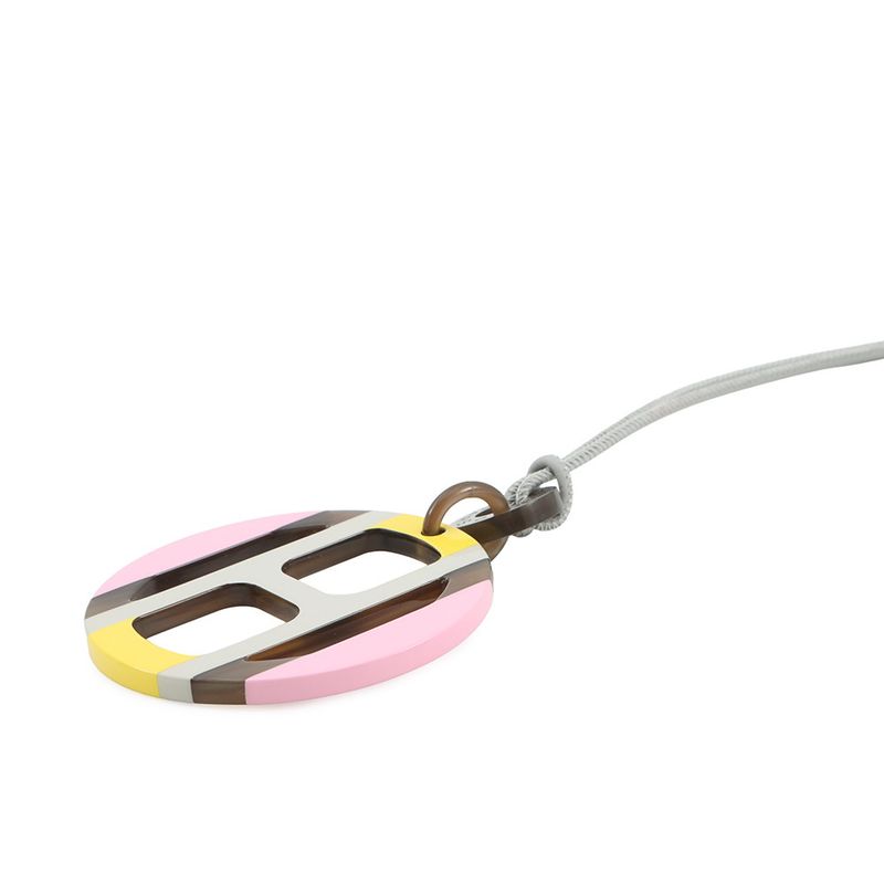 Hermes Necklace Equipe Buffalo Horn Pink Gray