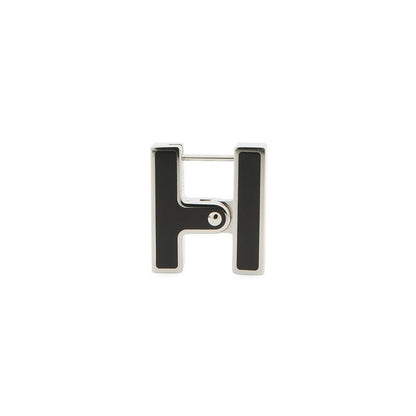 Hermes Earrings Single Black Silver Ear