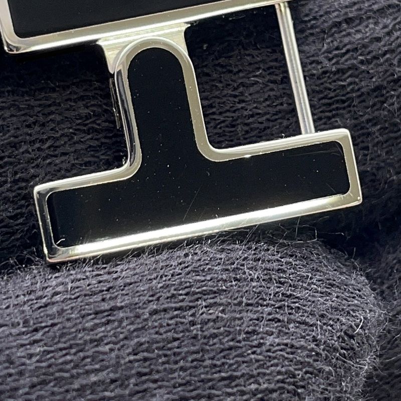 Hermes Earrings Single Black Silver Ear