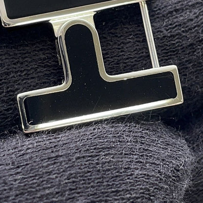 Hermes Earrings Single Black Silver Ear