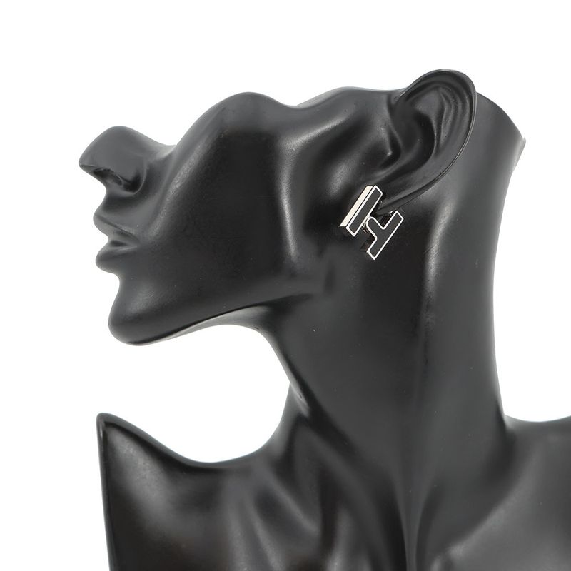 Hermes Earrings Single Black Silver Ear