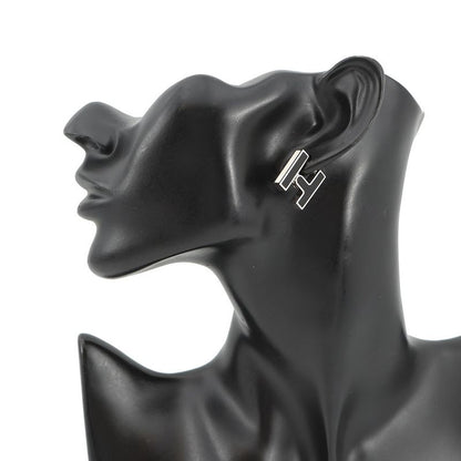 Hermes Earrings Single Black Silver Ear