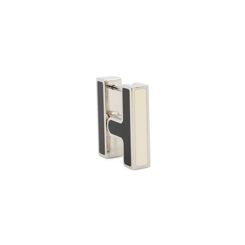 Hermes Earrings Single Black Silver Ear