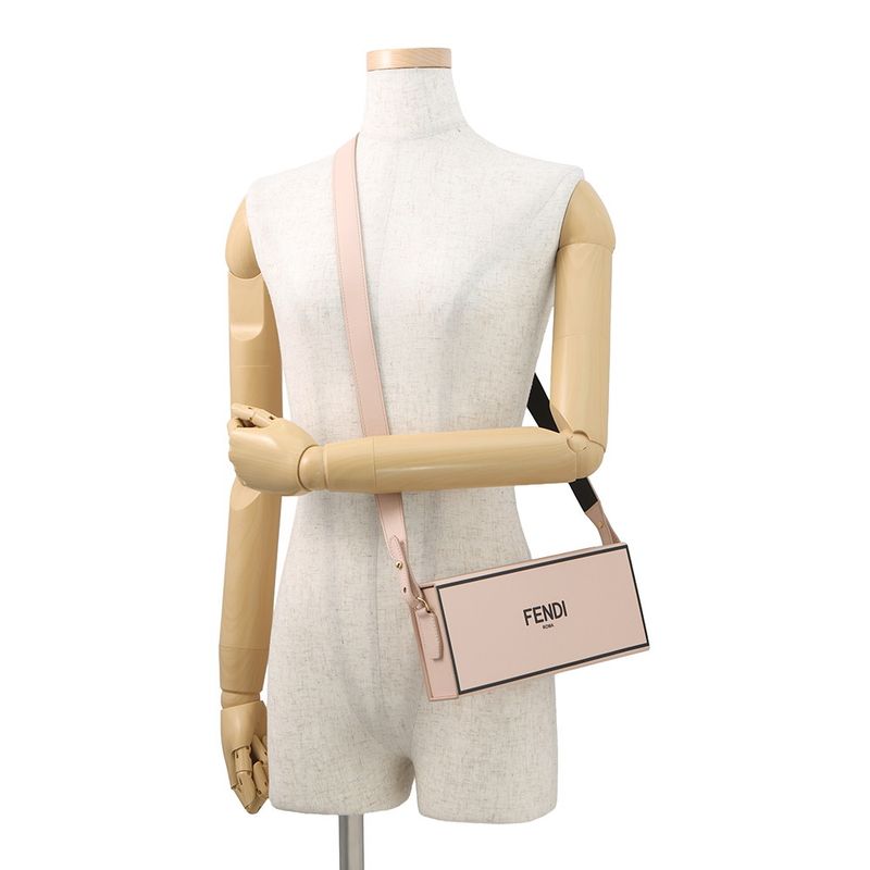 Fendi Shoulder Bag Box Oriental Logo Leather 2-Way