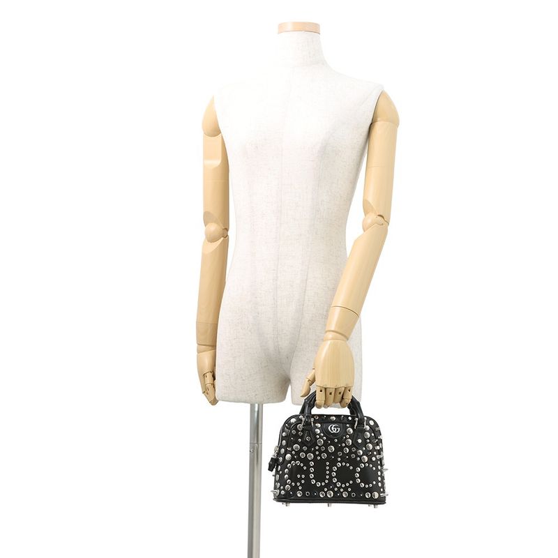 Gucci Handbag Diana Bamboo Studs Mini Leather Metal 2-Way