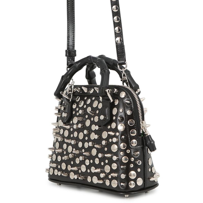Gucci Handbag Diana Bamboo Studs Mini Leather Metal 2-Way