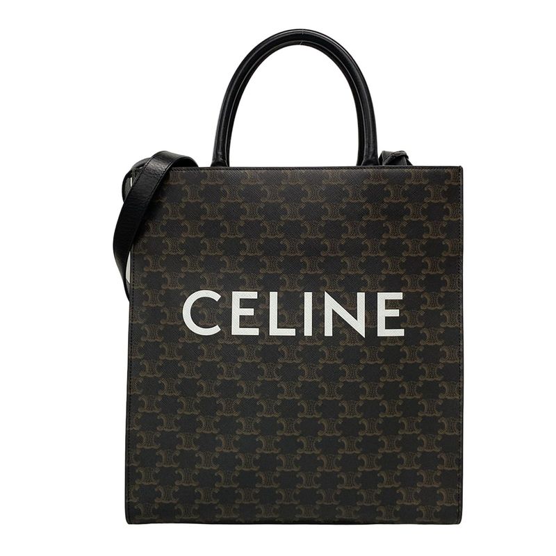 Celine Tote Vertical Cover Black Dark Brown