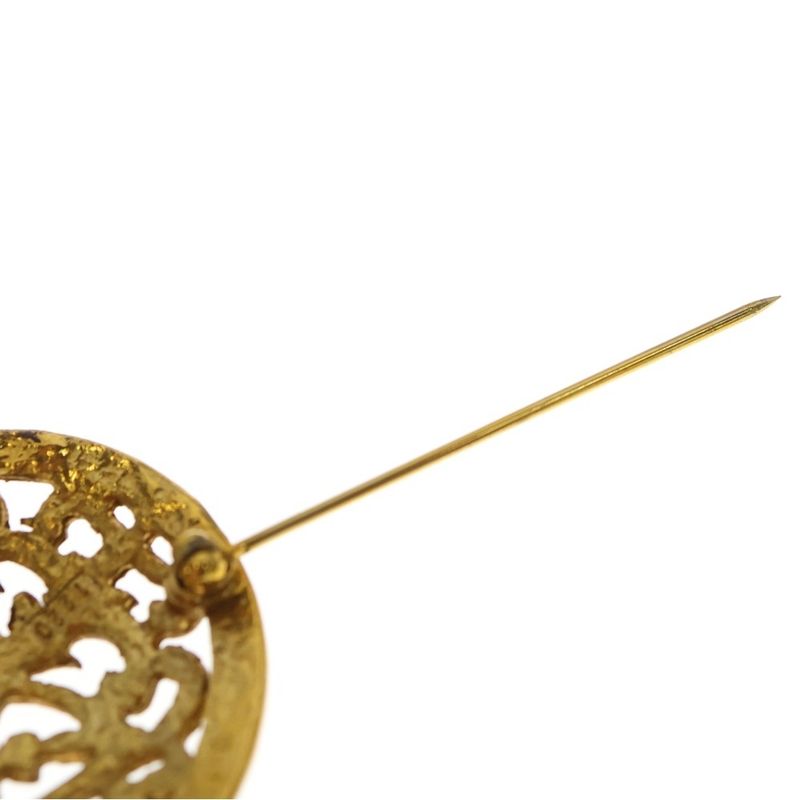 Chanel CC Logo Oval Motif Brooch Gold Vintage