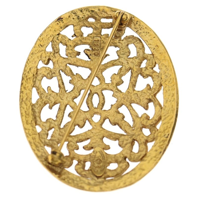 Chanel CC Logo Oval Motif Brooch Gold Vintage