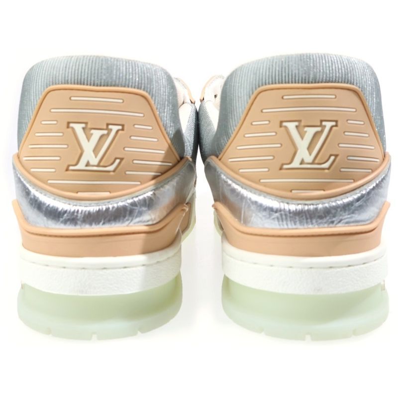 Louis Vuitton LV Trainer Leather Low Cut Sneakers Silver
