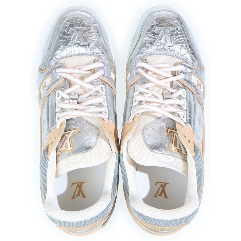 Louis Vuitton LV Trainer Leather Low Cut Sneakers Silver