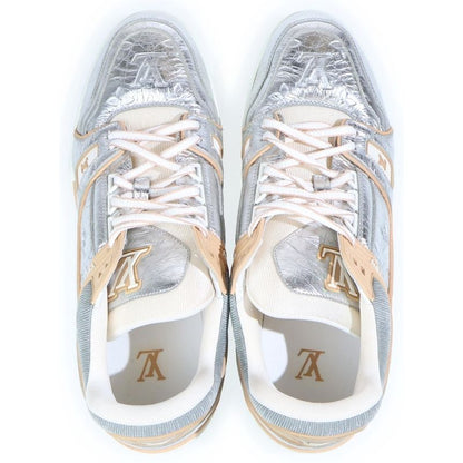 Louis Vuitton LV Trainer Leather Low Cut Sneakers Silver