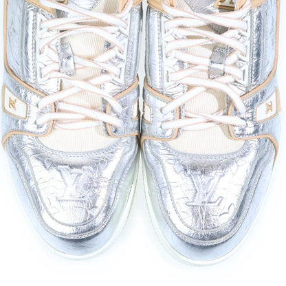 Louis Vuitton LV Trainer Leather Low Cut Sneakers Silver