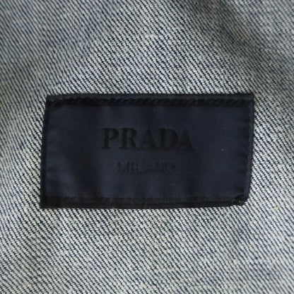 Prada Logo Patch Denim Tracker Jacket Indigo