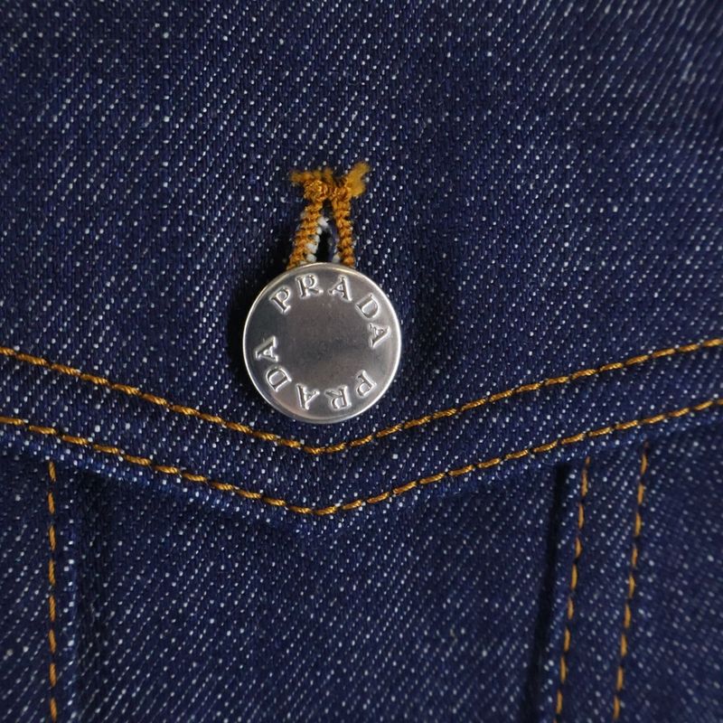 Prada Logo Patch Denim Tracker Jacket Indigo