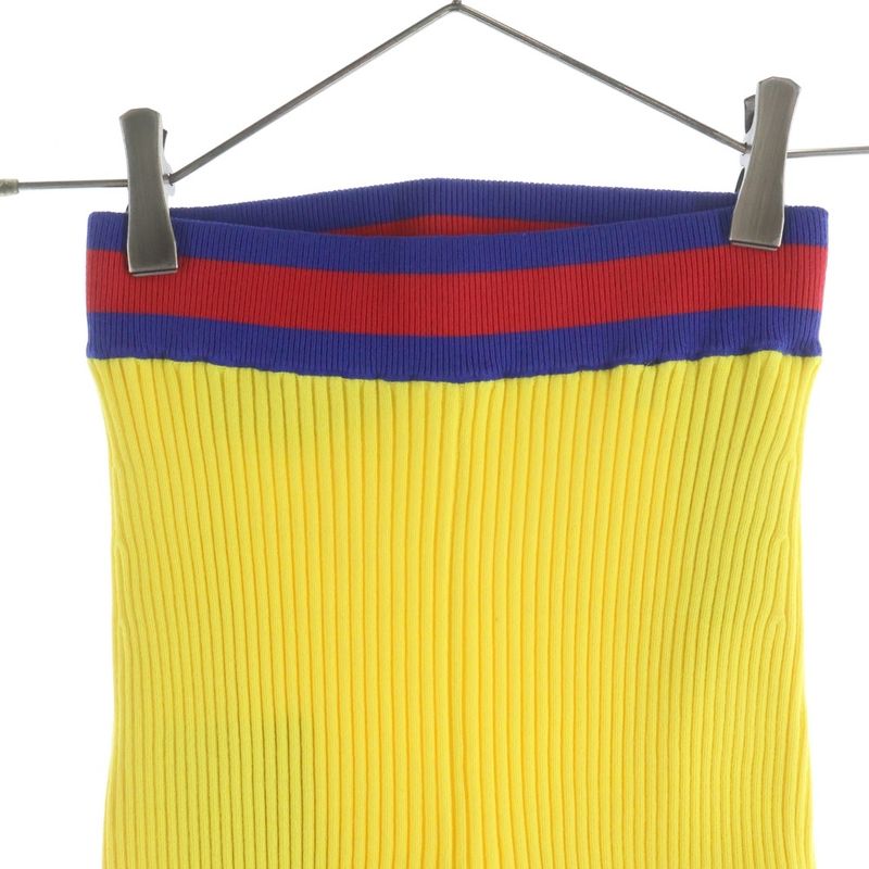 Gucci Stretch Viscose Short Knit Web Stripe Pants Yellow