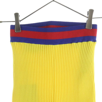Gucci Stretch Viscose Short Knit Web Stripe Pants Yellow