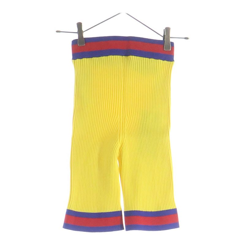 Gucci Stretch Viscose Short Knit Web Stripe Pants Yellow