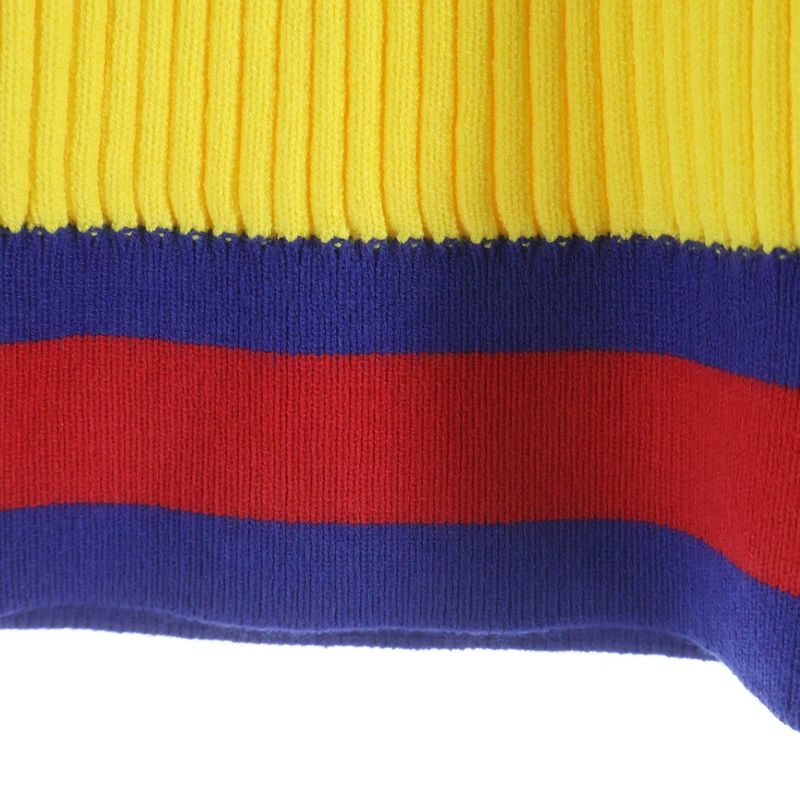 Gucci Stretch Viscose Short Knit Web Stripe Pants Yellow