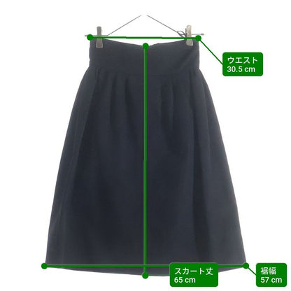 Louis Vuitton Tuck Design Wool Semi Fin Midi Amskirt Black Skirt