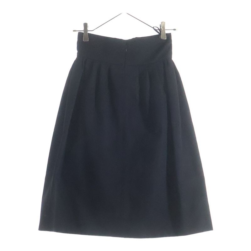 Louis Vuitton Tuck Design Wool Semi Fin Midi Amskirt Black Skirt