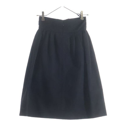 Louis Vuitton Tuck Design Wool Semi Fin Midi Amskirt Black Skirt