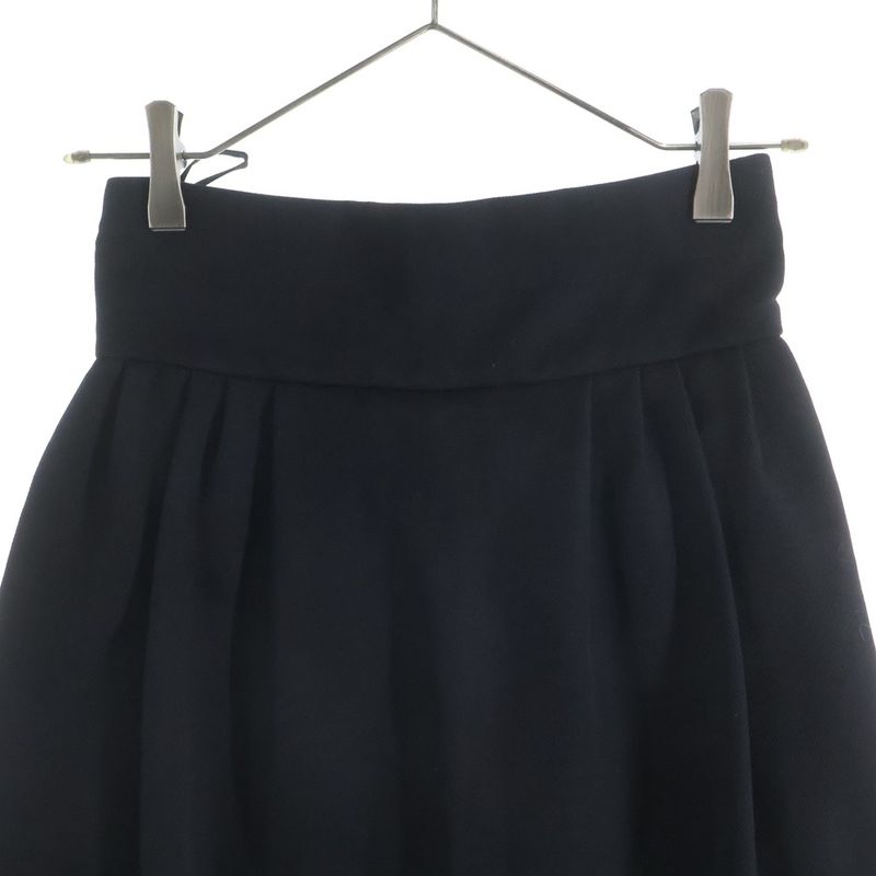 Louis Vuitton Tuck Design Wool Semi Fin Midi Amskirt Black Skirt